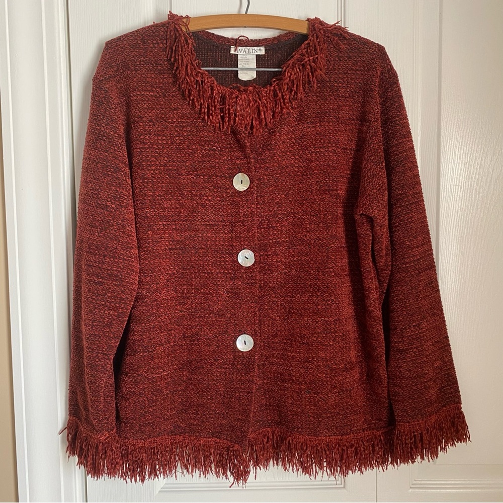 Vintage 90s Avalin Fringe Button up L Cardigan Y2K Boho Whimsigoth Witchy